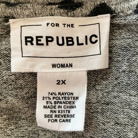 For the Republic Gray Black Hearts Knit Top Sz 2X Casual Lounge Soft Cozy Warm - Picture 6 of 7